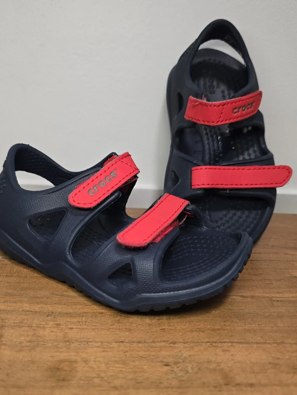 Crocs Kids' Navy Sandals with Red Straps Toddler 7